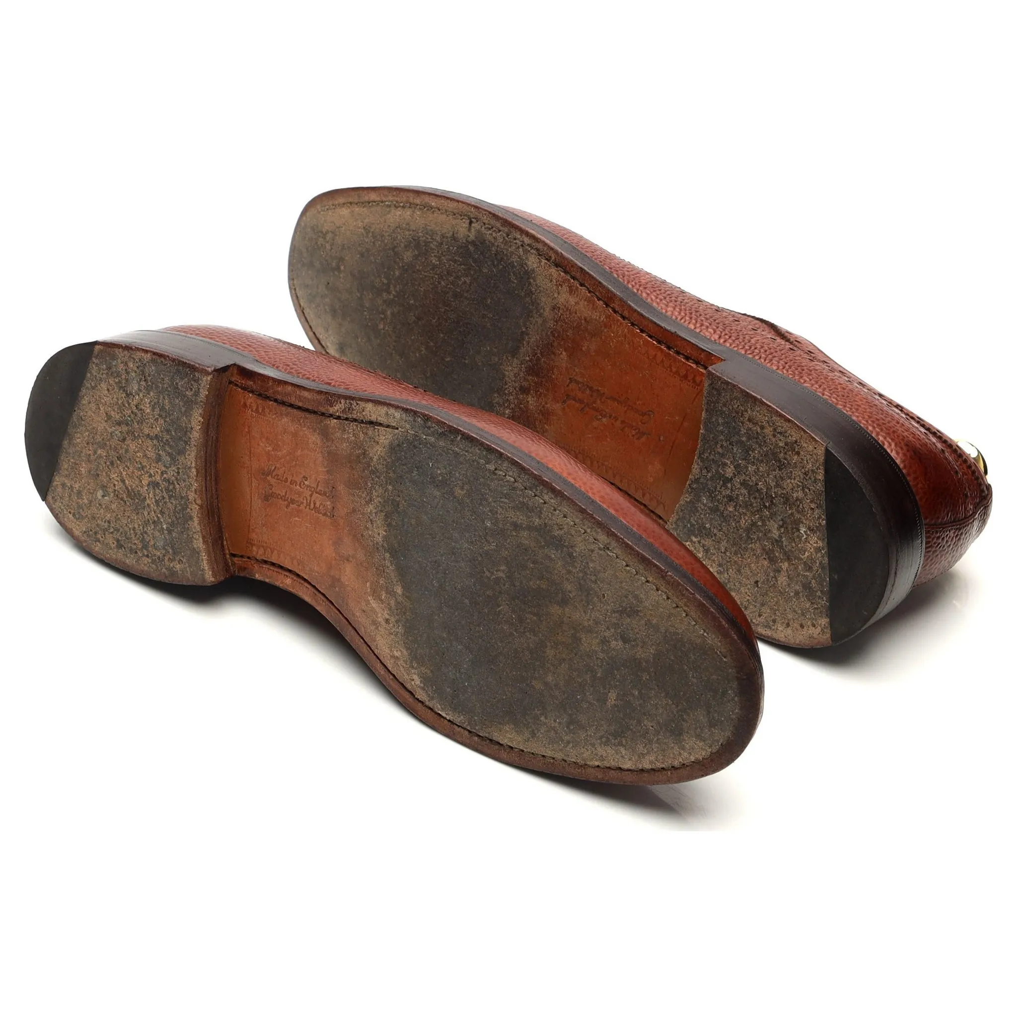 'Romney' Tan Brown Grain Leather Derby Brogue UK 9 F