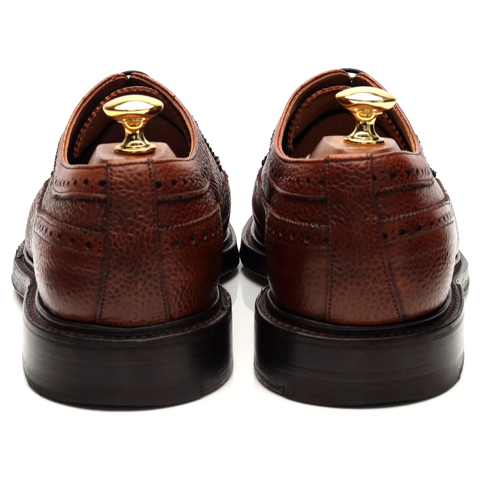'Romney' Tan Brown Grain Leather Derby Brogue UK 9 F