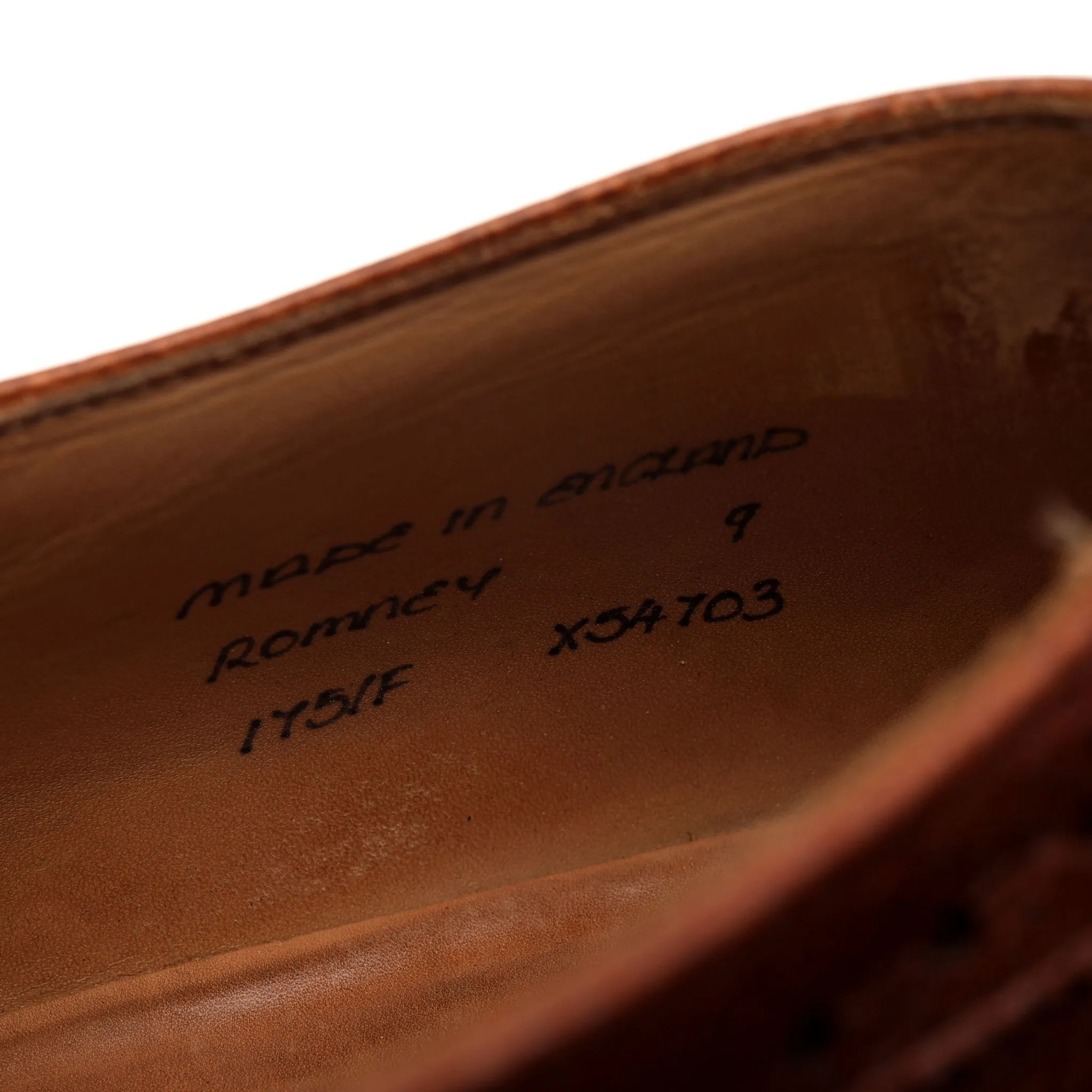 'Romney' Tan Brown Grain Leather Derby Brogue UK 9 F