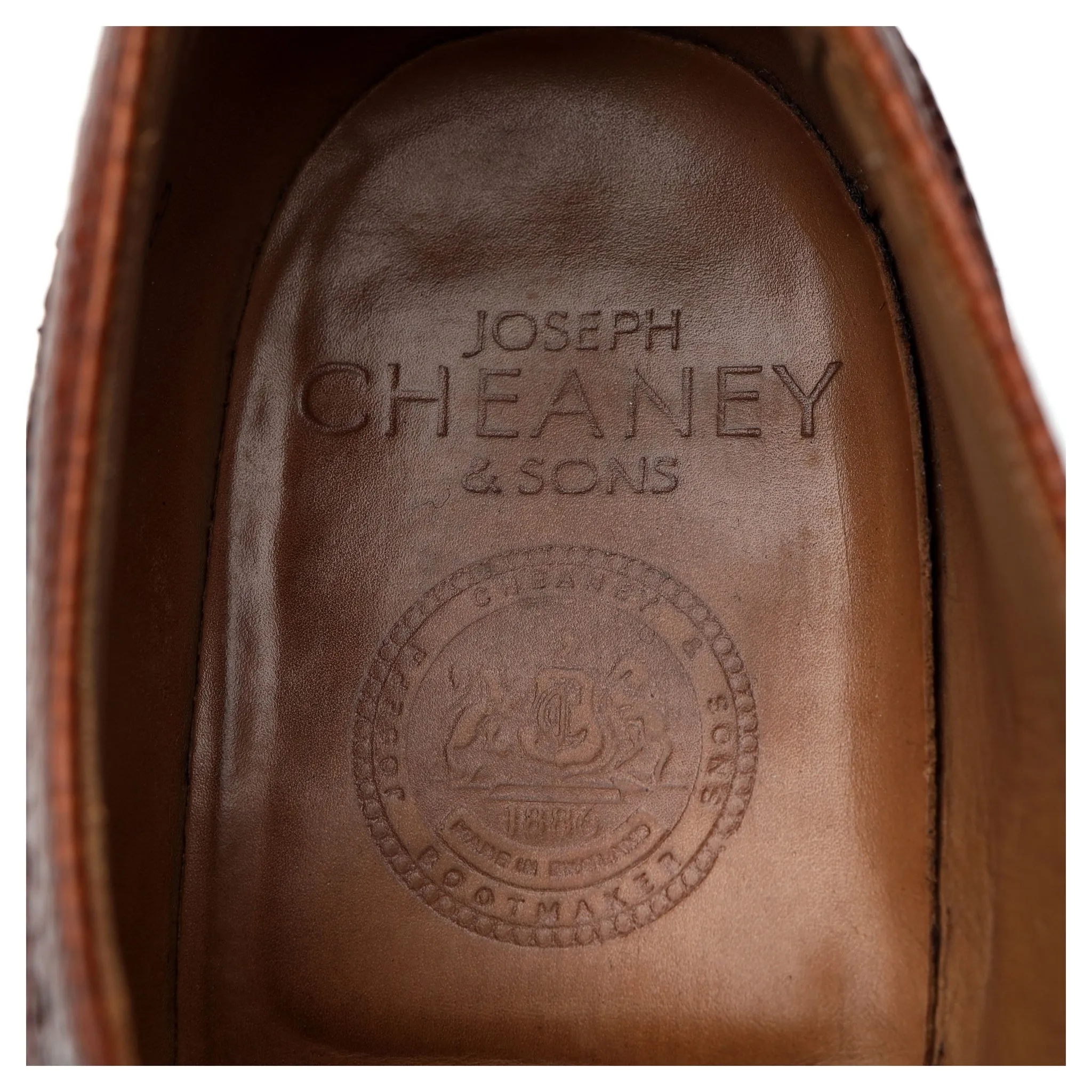 'Romney' Tan Brown Grain Leather Derby Brogue UK 9 F