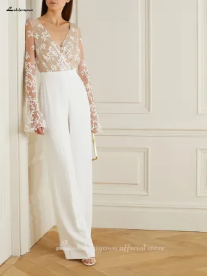 Roycebridal Lace Wedding Dress with Jumpsuit Long Sleeve