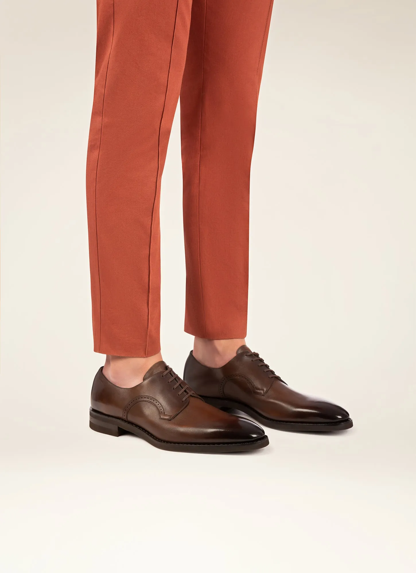 Scrivani - Derby Lace-up Shoe in Mid Brown