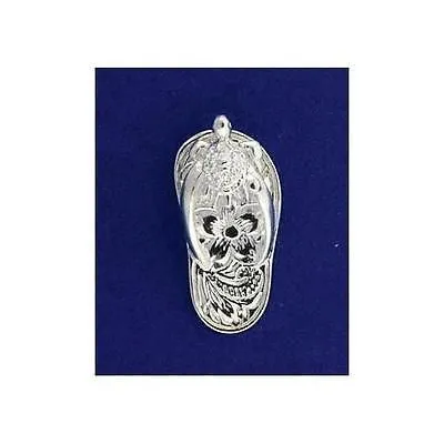 SILVER 925 HAWAIIAN SLIPPER FLIP FLOP THONG PENDANT TURTLE PLUMERIA SCROLL