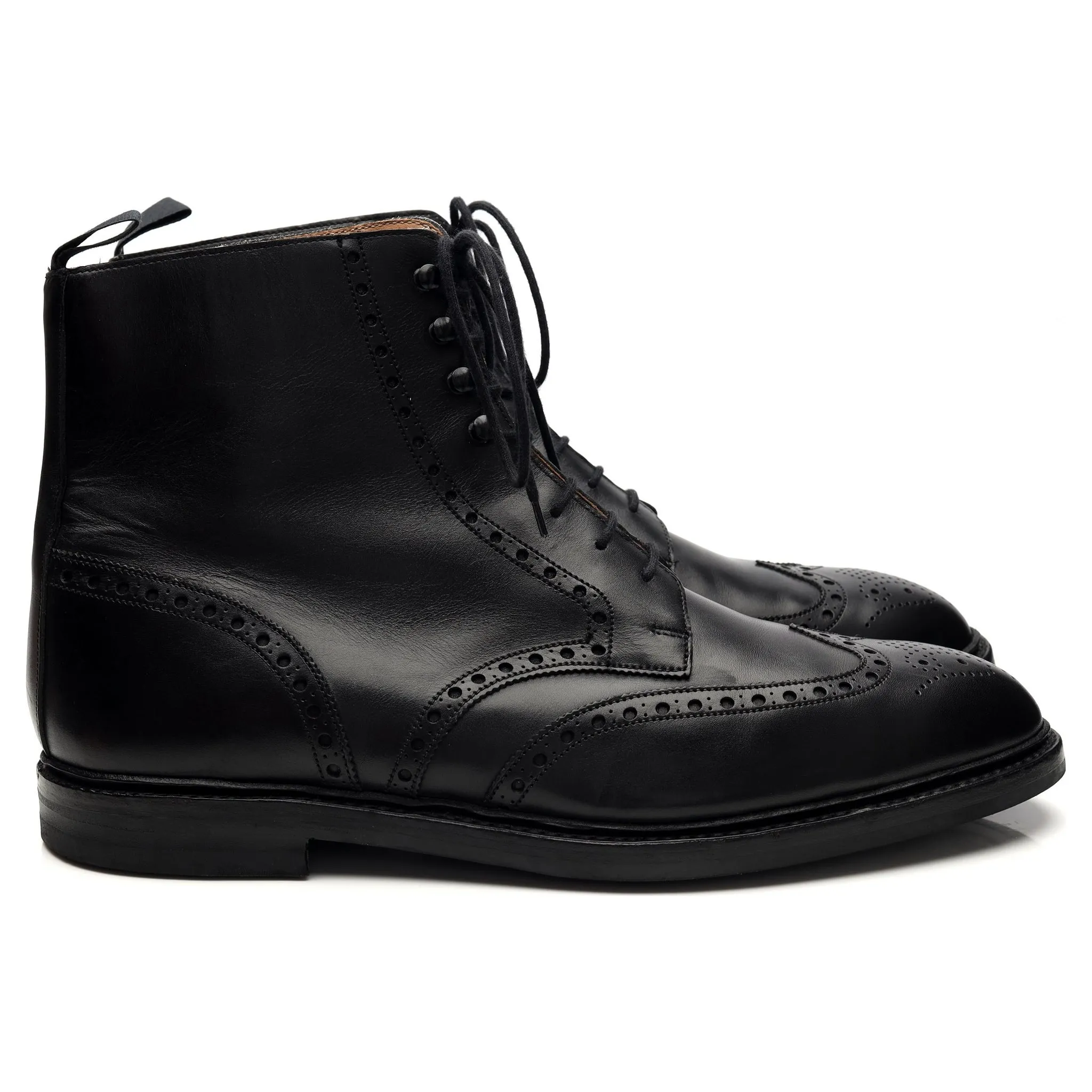 'Skye 3' Black Leather Brogue Boots UK 12 E