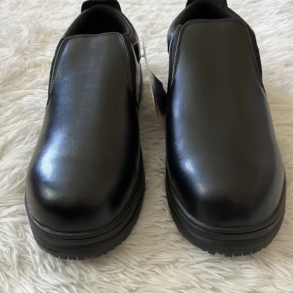 SlipGrips Steel Toe Slip-Resistant Slip-On Work Shoe SG7437 Black Size 12MW