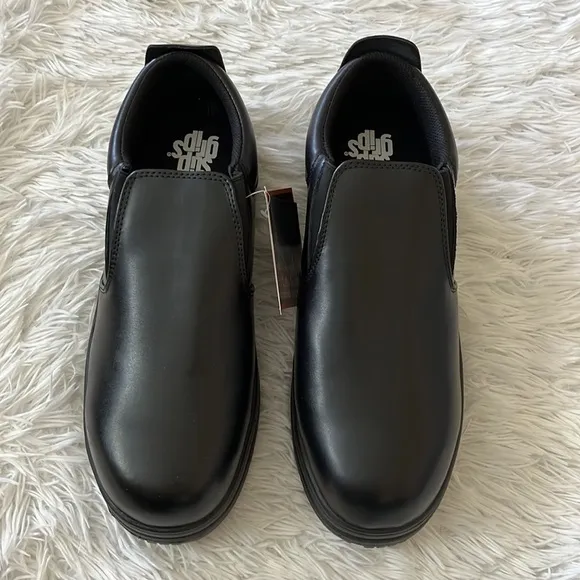 SlipGrips Steel Toe Slip-Resistant Slip-On Work Shoe SG7437 Black Size 12MW