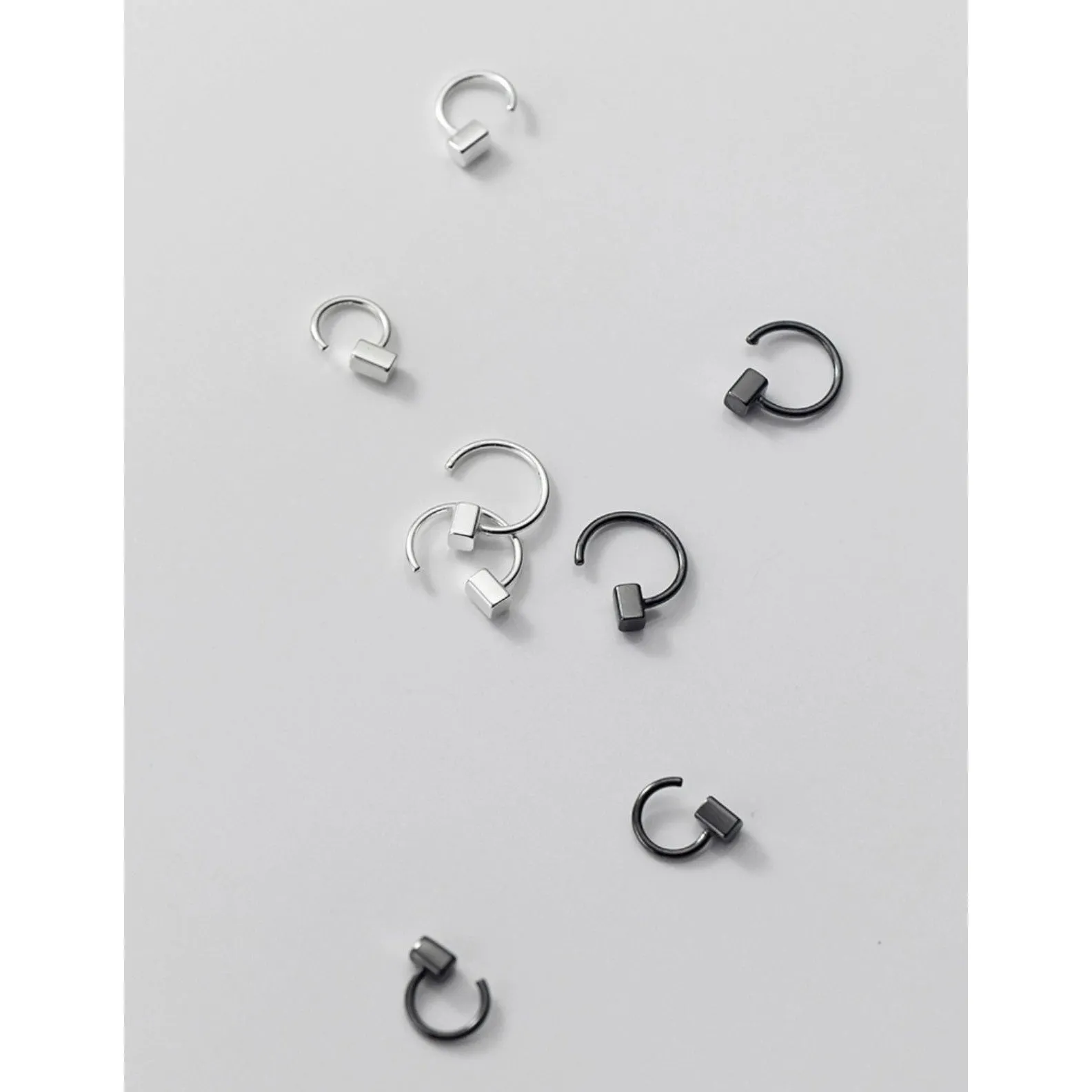 Solid Silver Half Hoop Earrings-SH036
