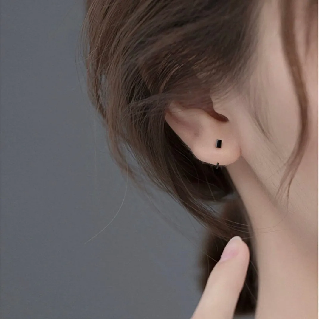 Solid Silver Half Hoop Earrings-SH036