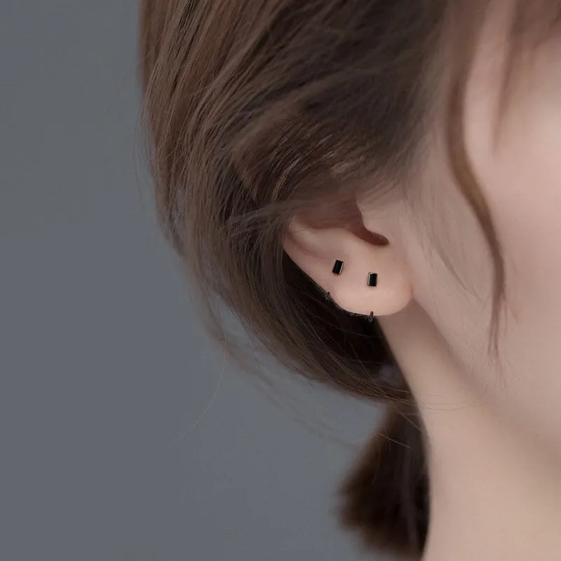 Solid Silver Half Hoop Earrings-SH036