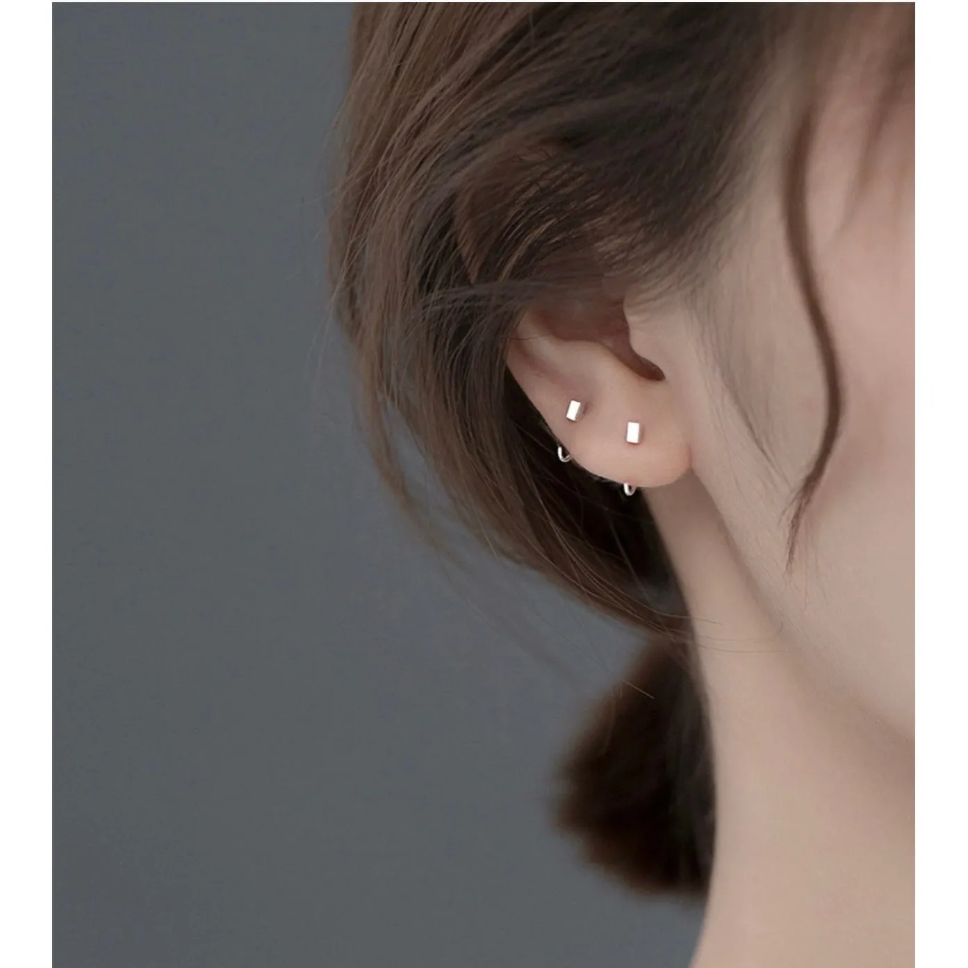 Solid Silver Half Hoop Earrings-SH036