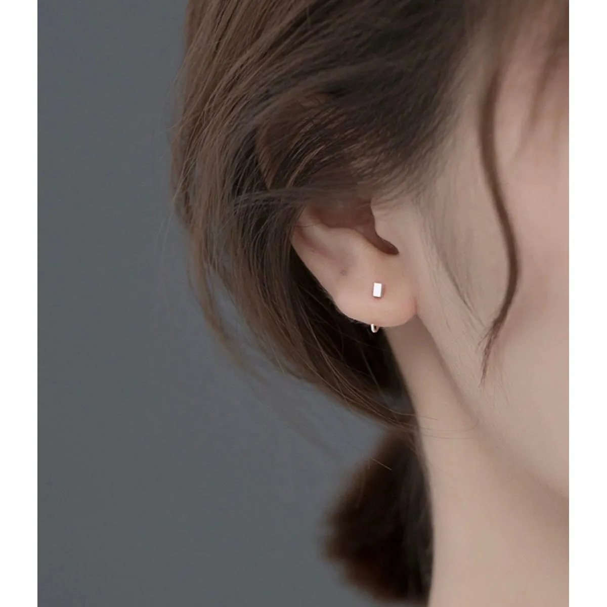 Solid Silver Half Hoop Earrings-SH036