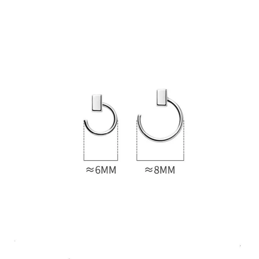 Solid Silver Half Hoop Earrings-SH036