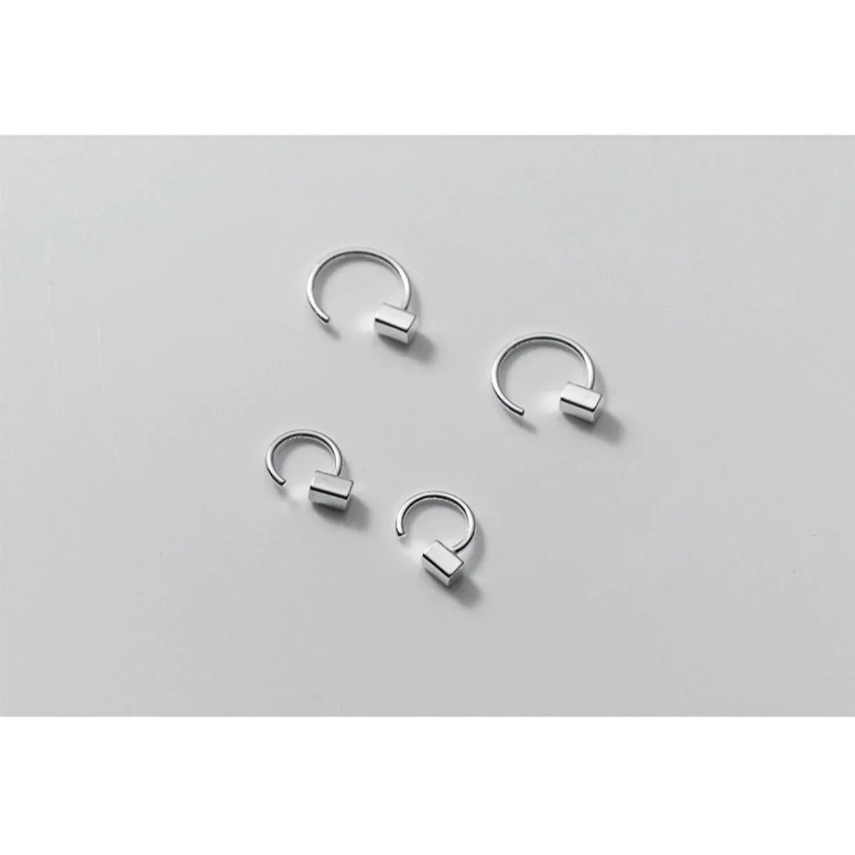 Solid Silver Half Hoop Earrings-SH036