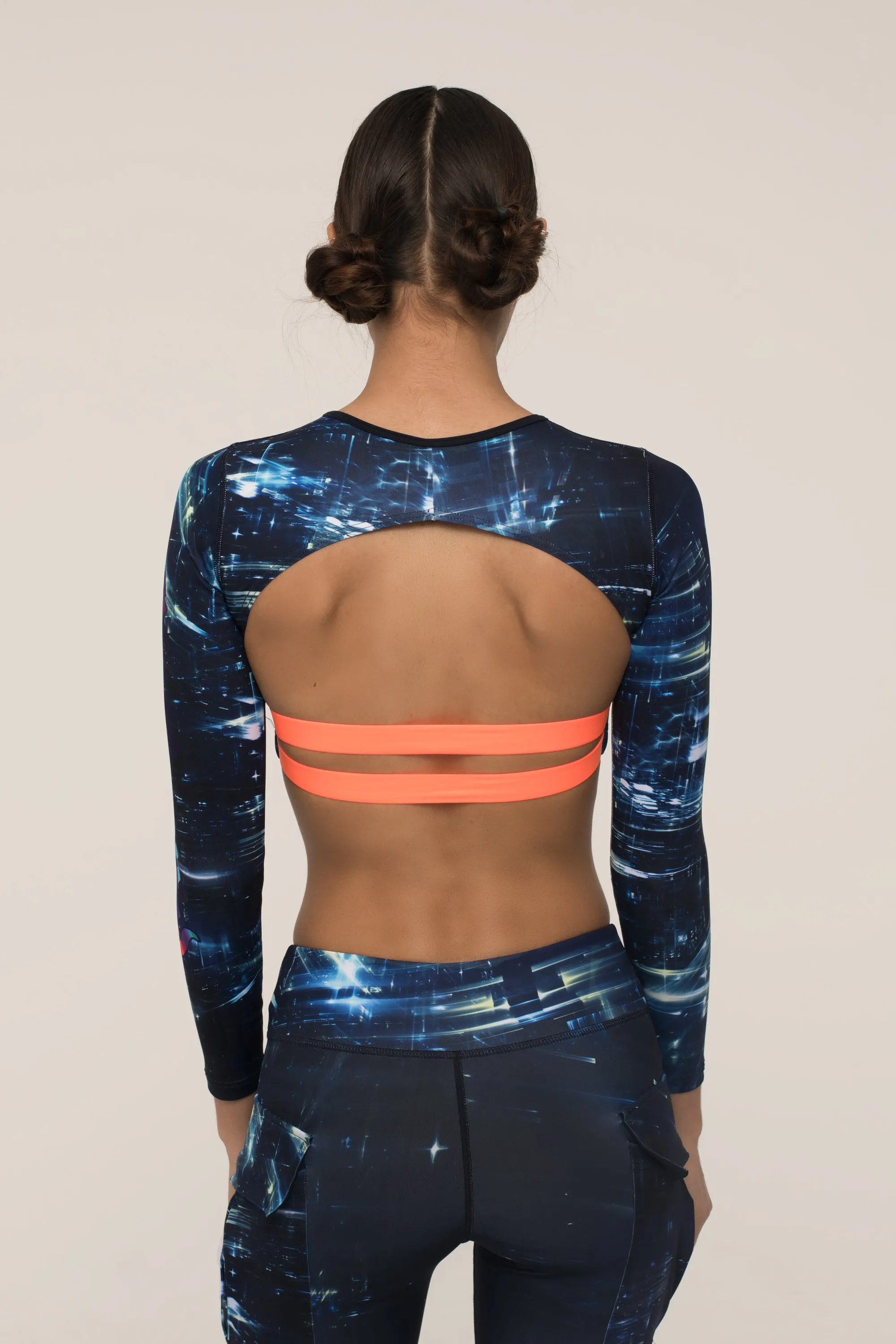 Space Graffiti Backless Crop Top