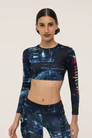 Space Graffiti Backless Crop Top