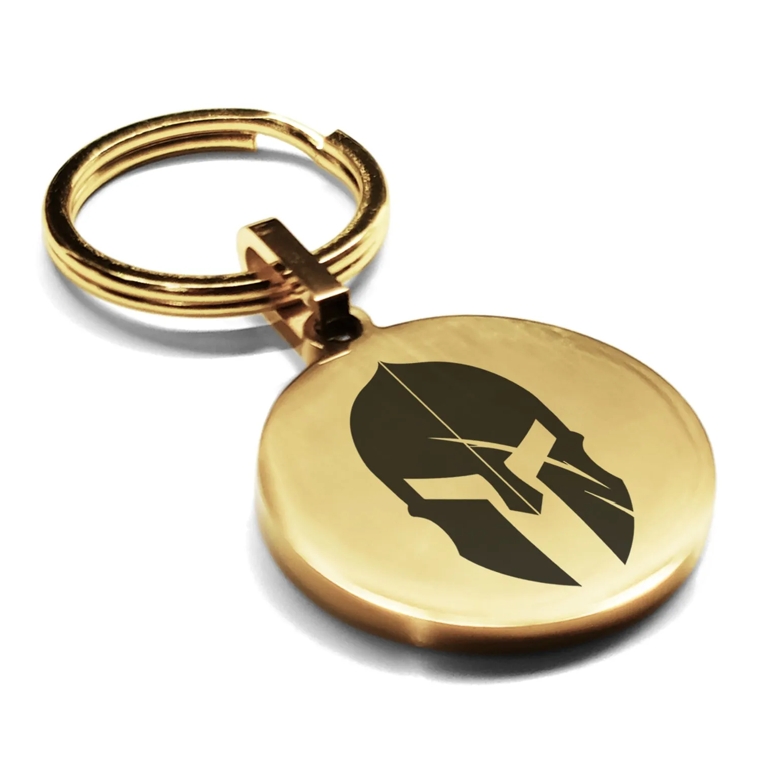 Stainless Steel Gladiator Warrior Champion Round Medallion Keychain