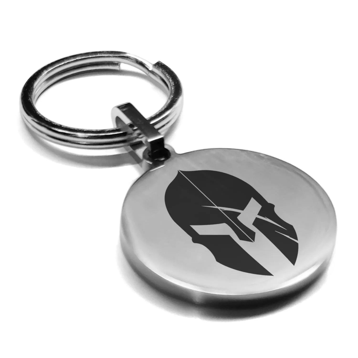 Stainless Steel Gladiator Warrior Champion Round Medallion Keychain