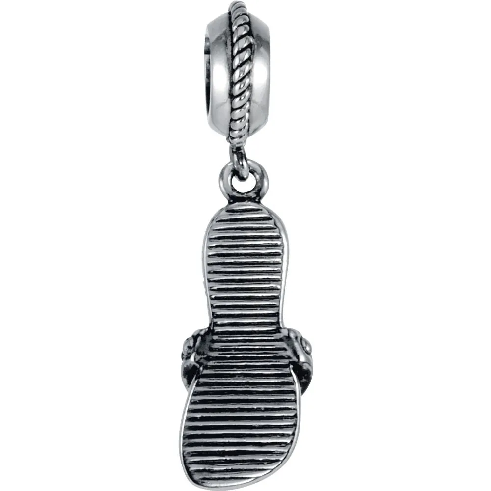 Sterling Silver 19.5x8mm Red Flip Flop Charm