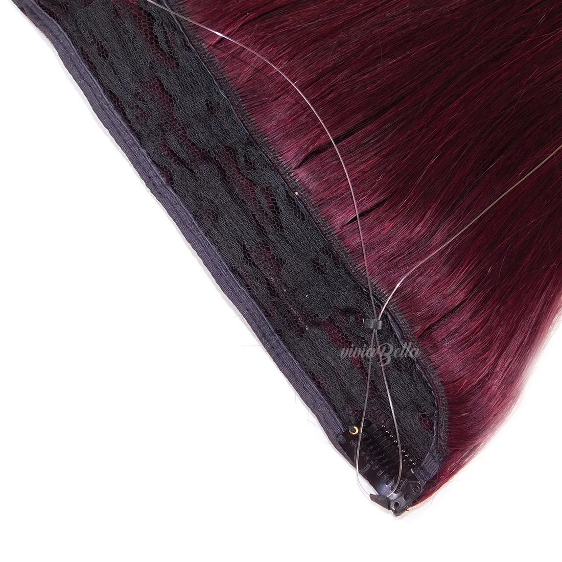 Straight Invisible Halo Hair Extension - Adjustable Flip on Hairpiece
