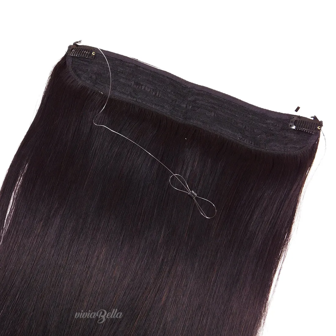 Straight Invisible Halo Hair Extension - Adjustable Flip on Hairpiece