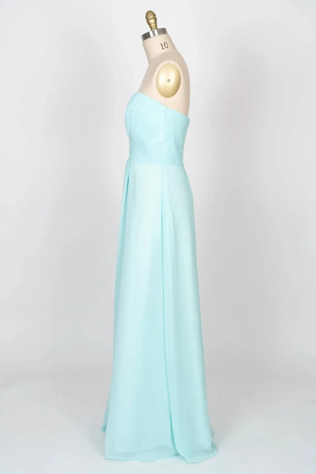 Strapless Sweetheart Pleated Empire Mint Chiffon Bridesmaid Dress