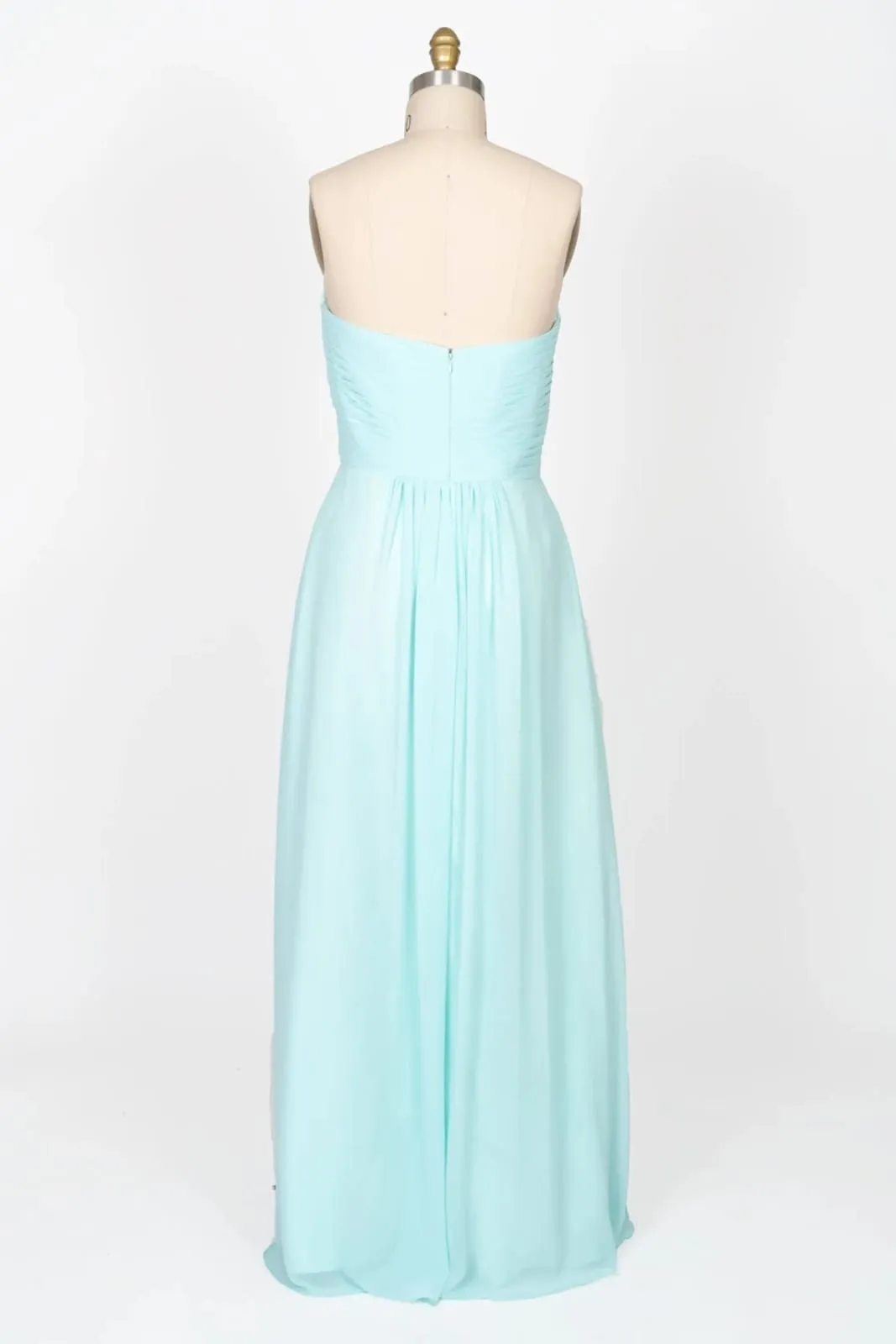 Strapless Sweetheart Pleated Empire Mint Chiffon Bridesmaid Dress