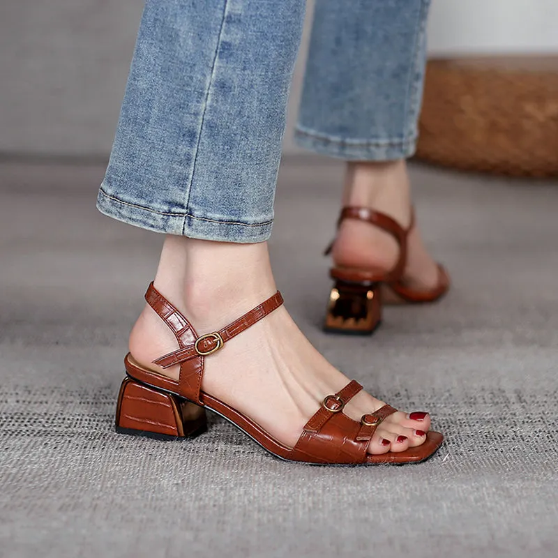 Summer Elegance Gladiator Sandals - Genuine Leather Ankle-Wrap Party Shoes for Women