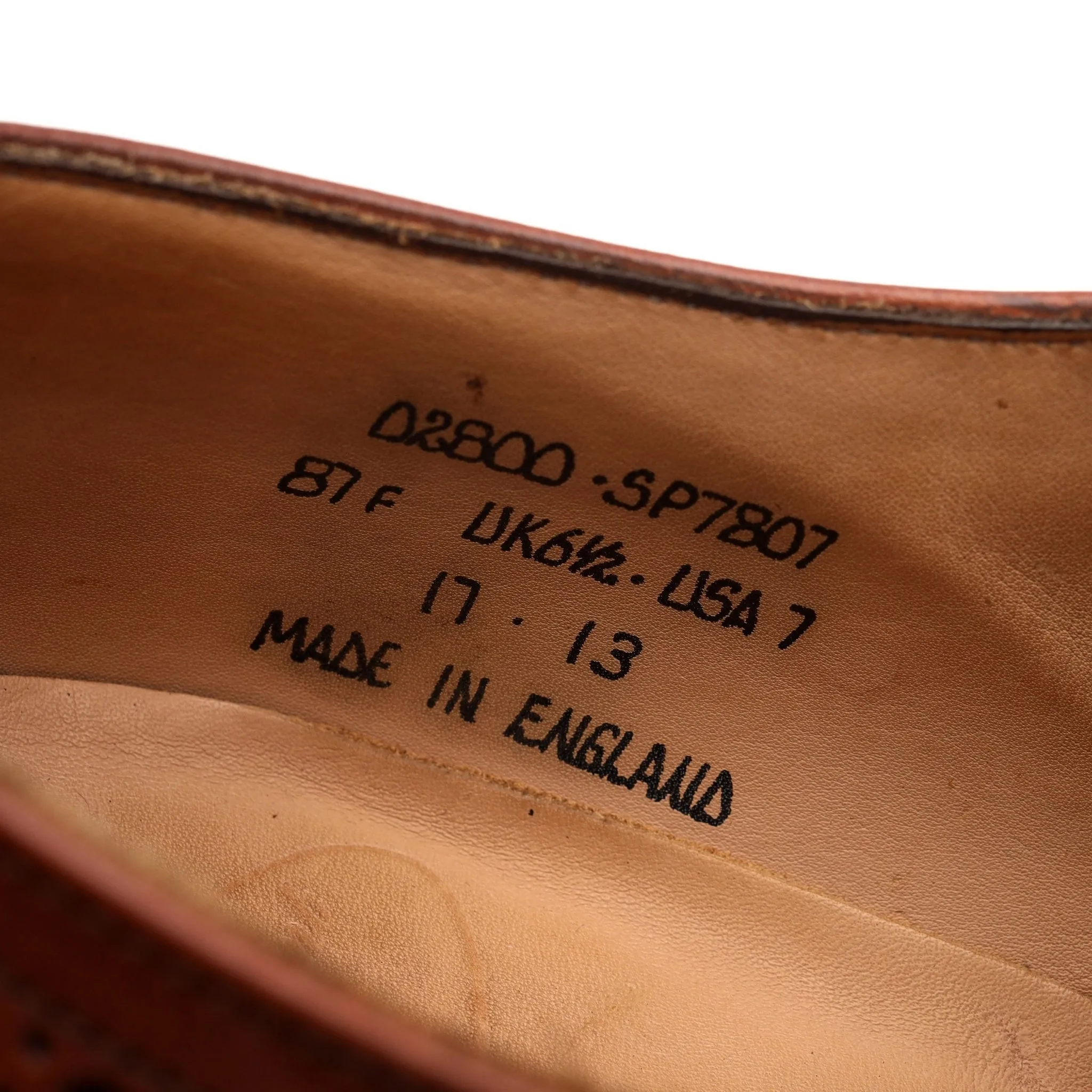 Tan Brown Leather Derby Brogues UK 6.5 F