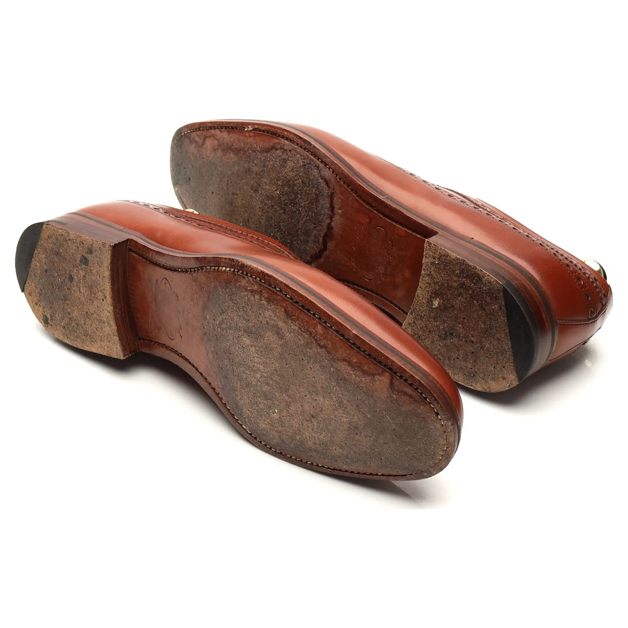 Tan Brown Leather Derby Brogues UK 6.5 F