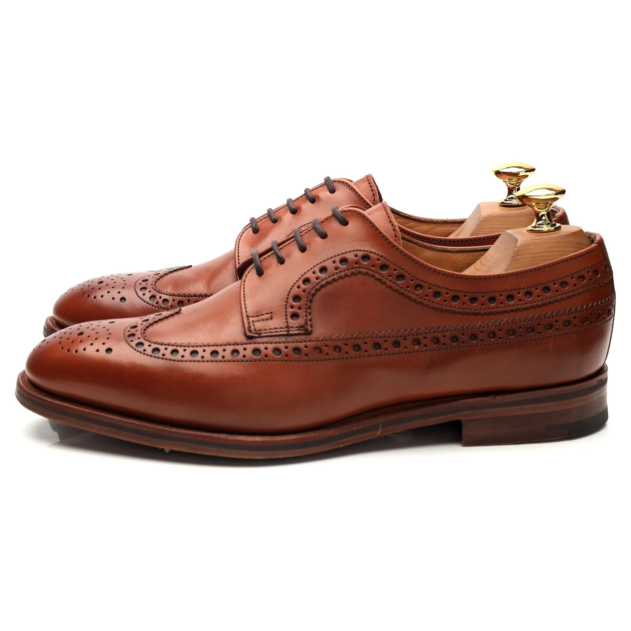 Tan Brown Leather Derby Brogues UK 6.5 F