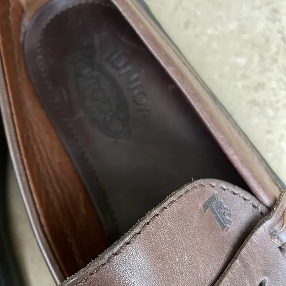 Tod’s kids 35 Junior leather penny loafer Brown size 3.5-4 hand made designer