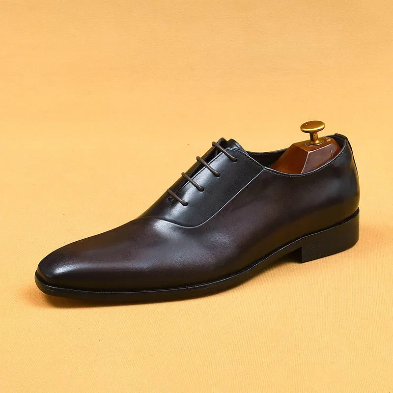 Top Layer Cowhide Men's Leather Shoes British Business Dress Leather Shoes Men's Shoes Genuine Cowhide Color Matching Pointed Handmade Oxford Shoes65123