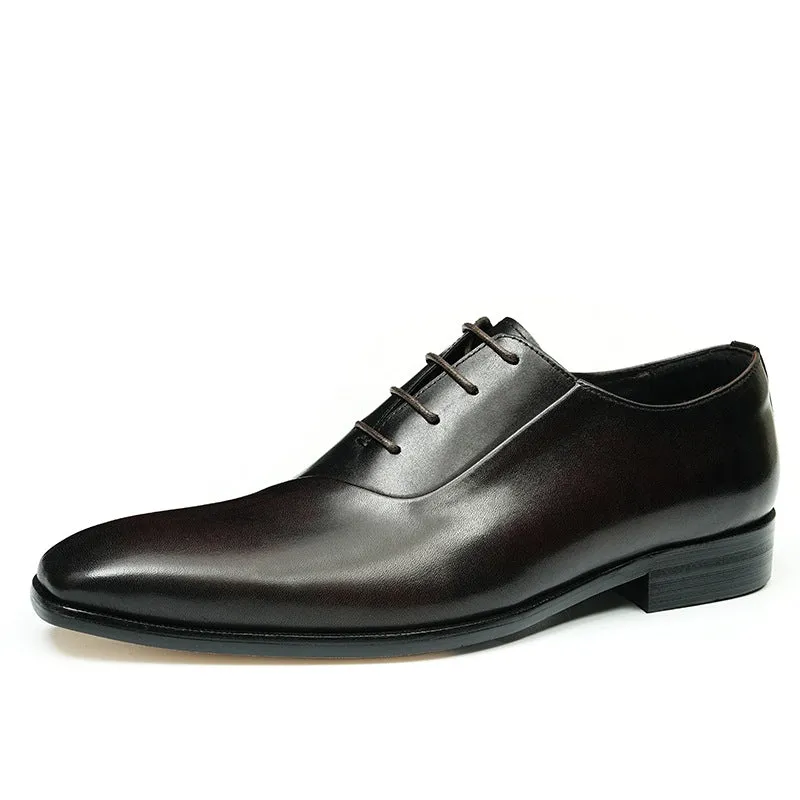 Top Layer Cowhide Men's Leather Shoes British Business Dress Leather Shoes Men's Shoes Genuine Cowhide Color Matching Pointed Handmade Oxford Shoes65123