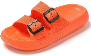 TREEMALL Pillow Sandals Cloud Slides for Women Men,Quick Drying Buckle Sandals Non-Slip Open Toe Double Strap Sandals