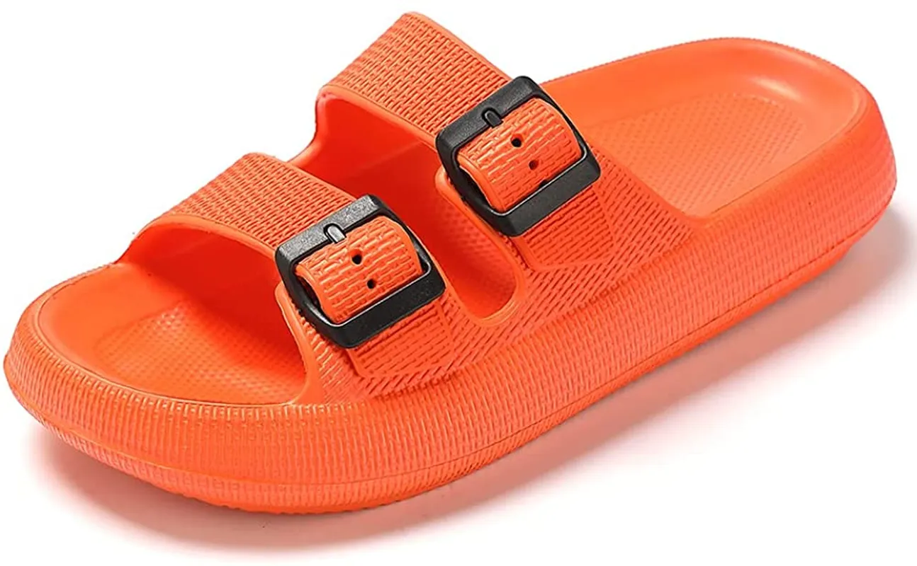 TREEMALL Pillow Sandals Cloud Slides for Women Men,Quick Drying Buckle Sandals Non-Slip Open Toe Double Strap Sandals