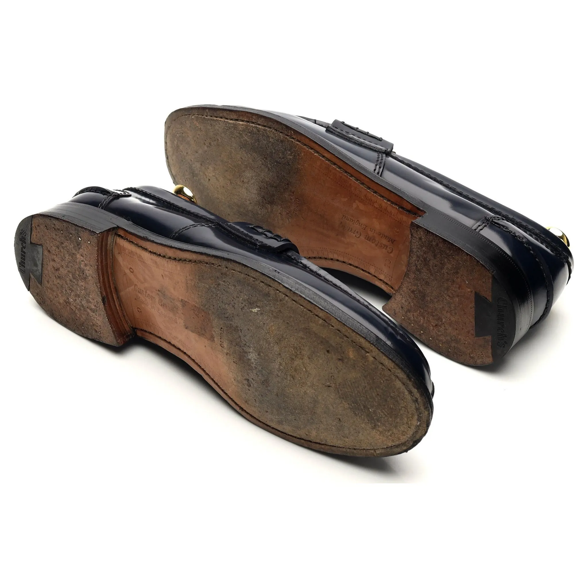 'Tunbridge' Navy Blue Leather Loafers UK 7 G