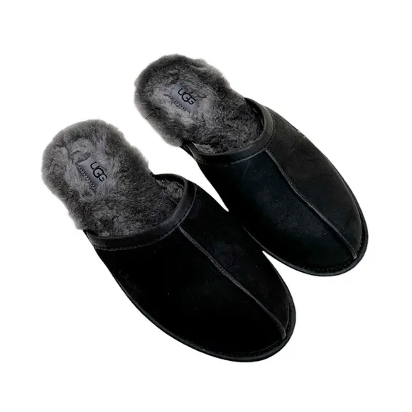 UGG Genuine Shearling Scuff Slipper in Black/Grey