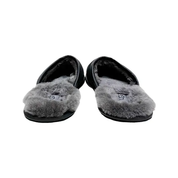 UGG Genuine Shearling Scuff Slipper in Black/Grey