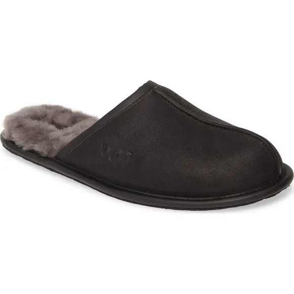 UGG Genuine Shearling Scuff Slipper in Black/Grey