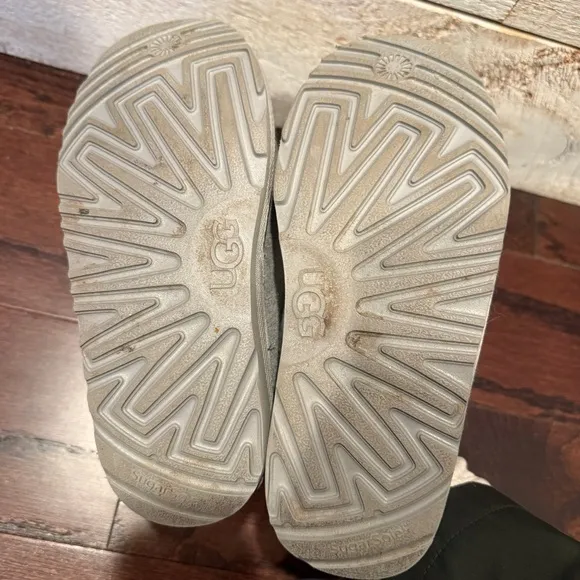 UGG Kids Gray Tasman Fur Jersey Cozy Slippers Size 2
