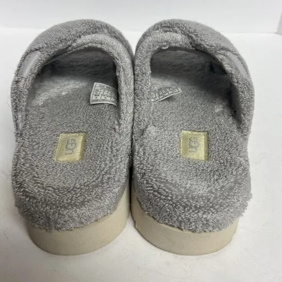 UGG Women's Fuzz Sugar Terry Cross Slide Sandal Grey, Size 10 M