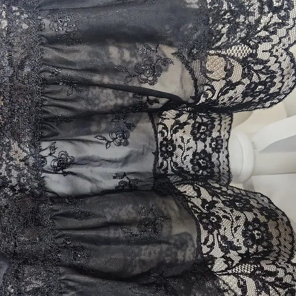 Vintage Van Raalte black whismigoth fairy nylon lace slip dress
