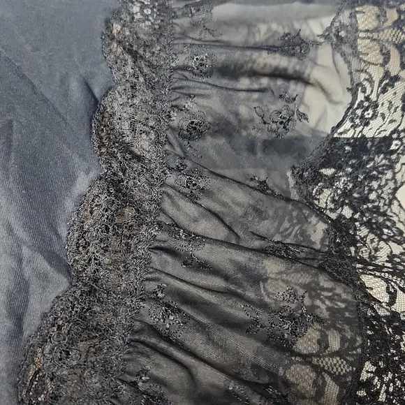 Vintage Van Raalte black whismigoth fairy nylon lace slip dress