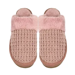 Waffle Knit Faux Fur Slippers (multiple colors)