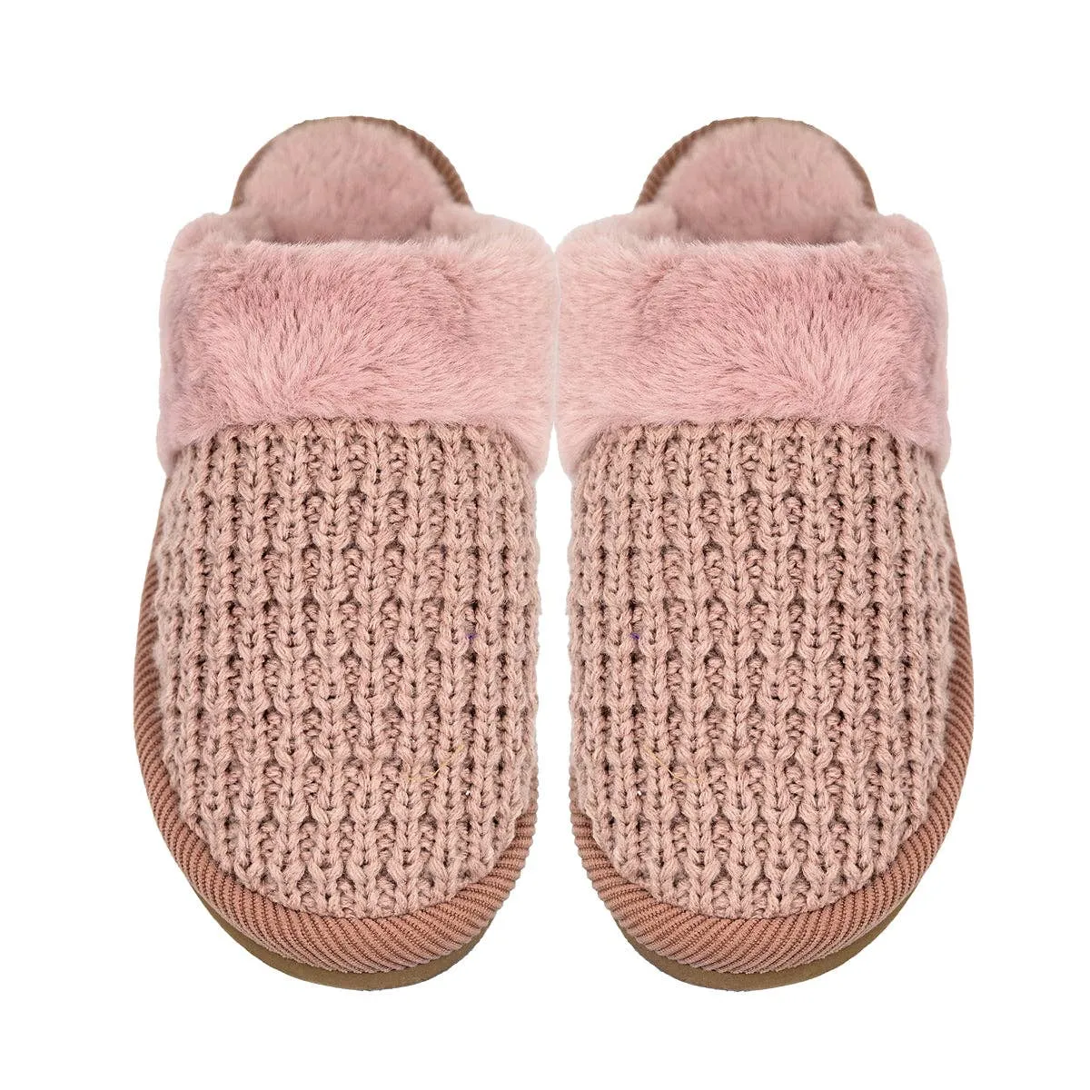 Waffle Knit Faux Fur Slippers (multiple colors)