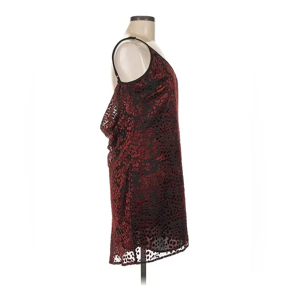WAYF Cocktail Dress Red and Black Velvet, Printed, Mini, Backless, Medium NWT