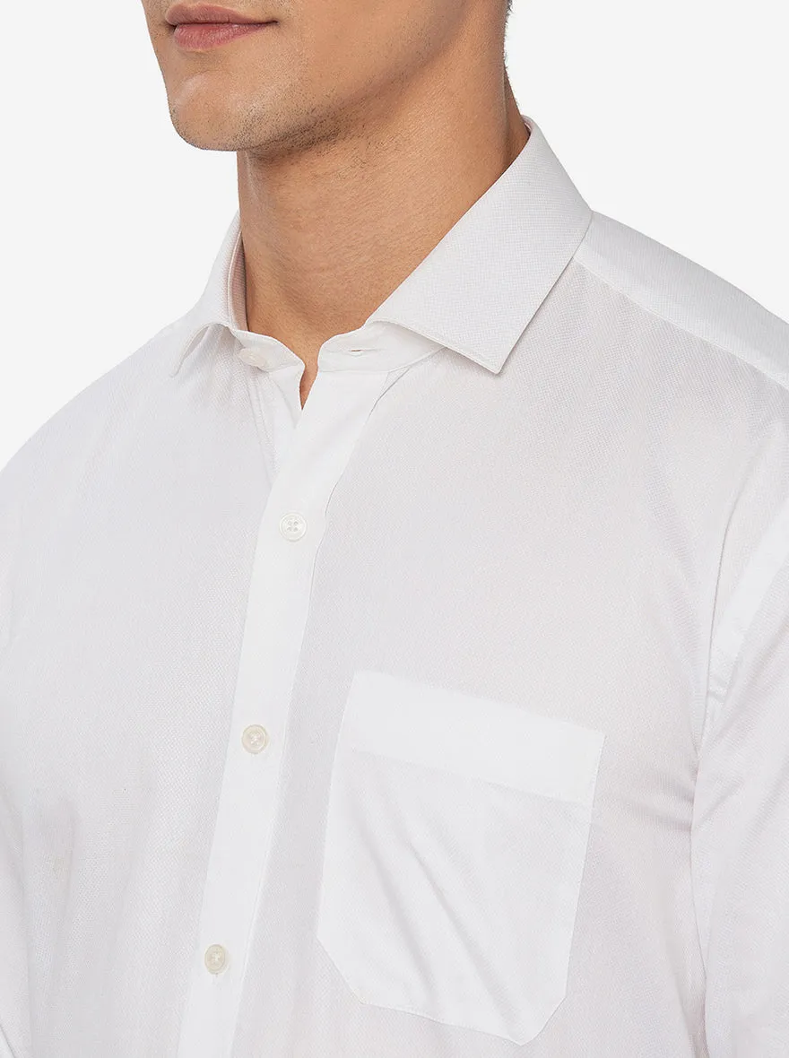 White Dobby Regular Fit Formal Shirt | JadeBlue
