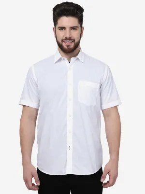 White Solid Slim Fit Semi Casual Shirt | JadeBlue