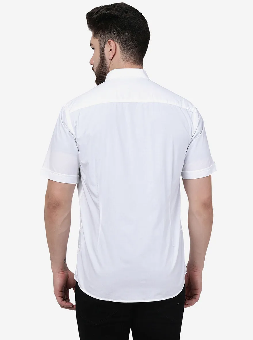 White Solid Slim Fit Semi Casual Shirt | JadeBlue