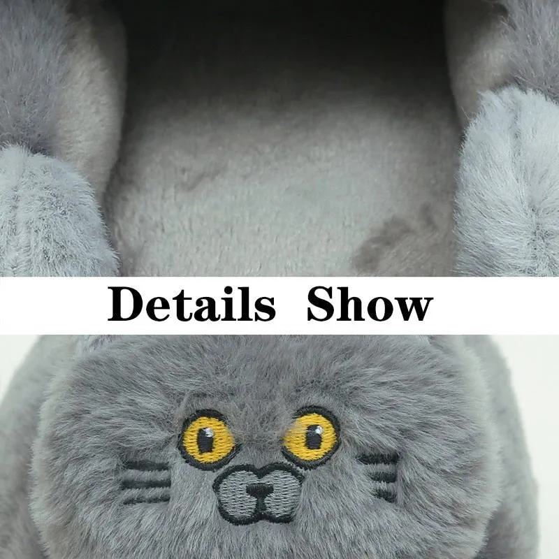 Winter Cat Plush Slippers for Adults: Unisex